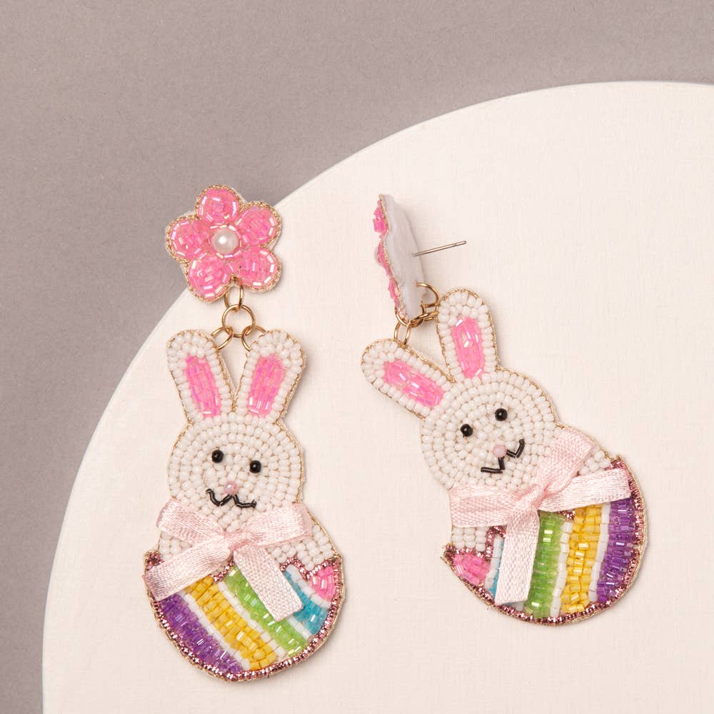 Easter Bunny & Flower Post Dangle Earrings