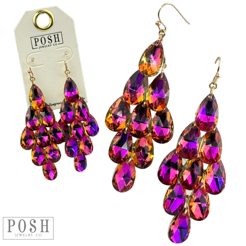 Sparkling teardrop bead chandelier earrings