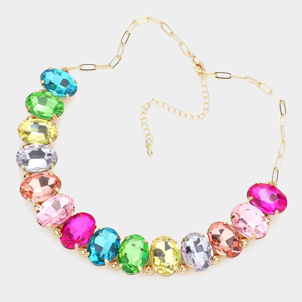 Oval Stone Evening Necklace
