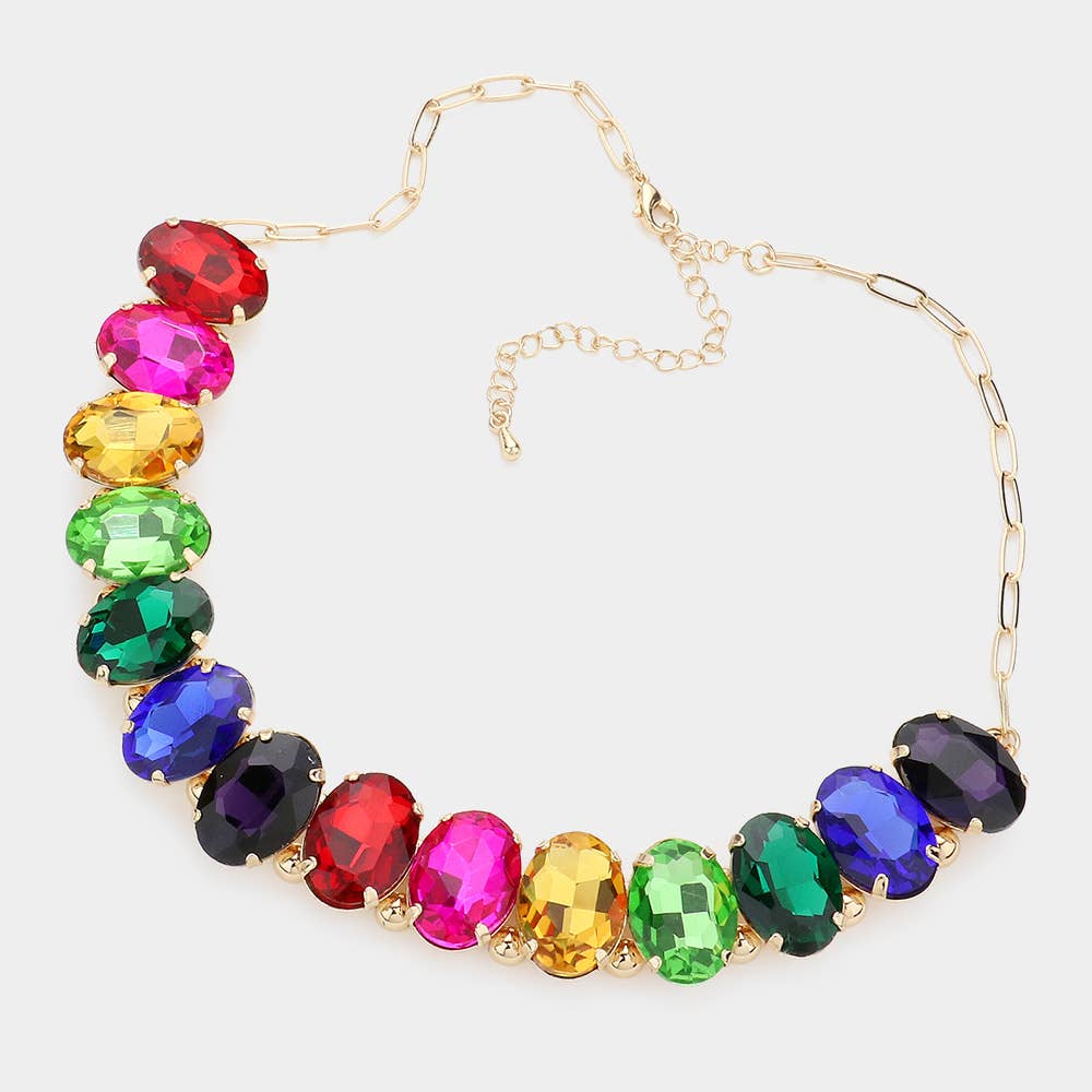 Oval Stone Evening Necklace