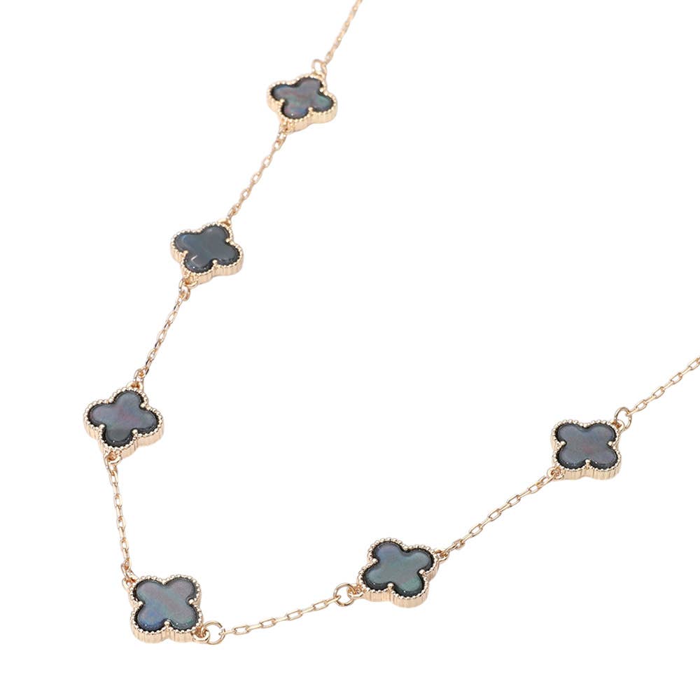 Quatrefoil Stone Station Necklace
