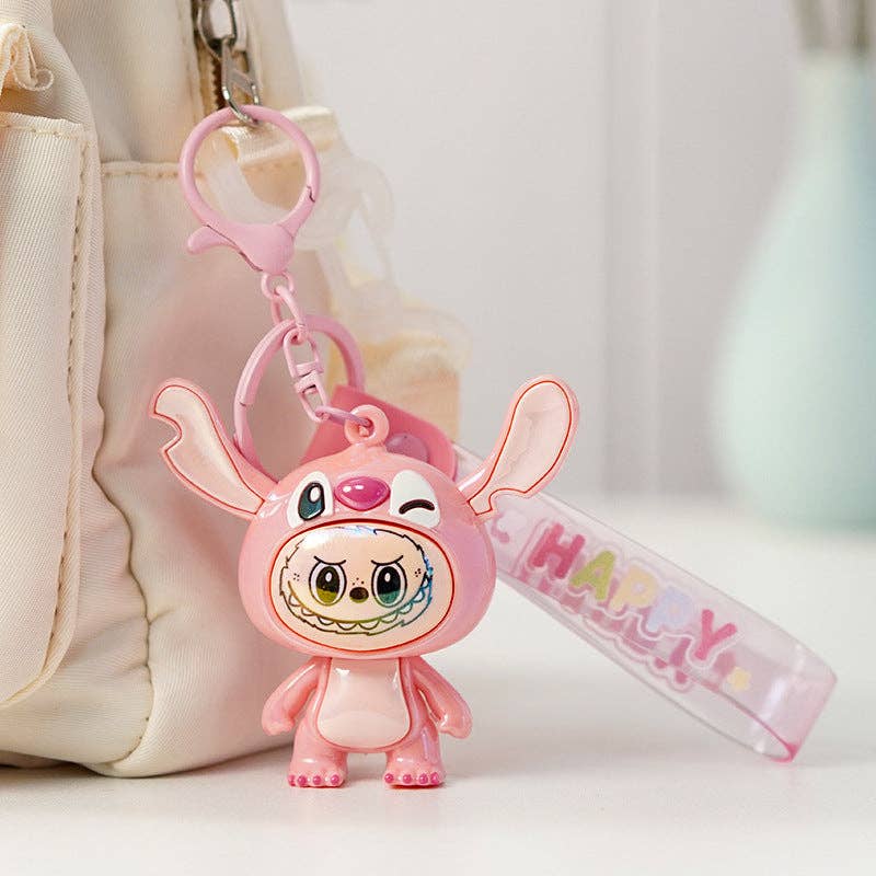 Stitch labubu Keychain Cute labubu pendant