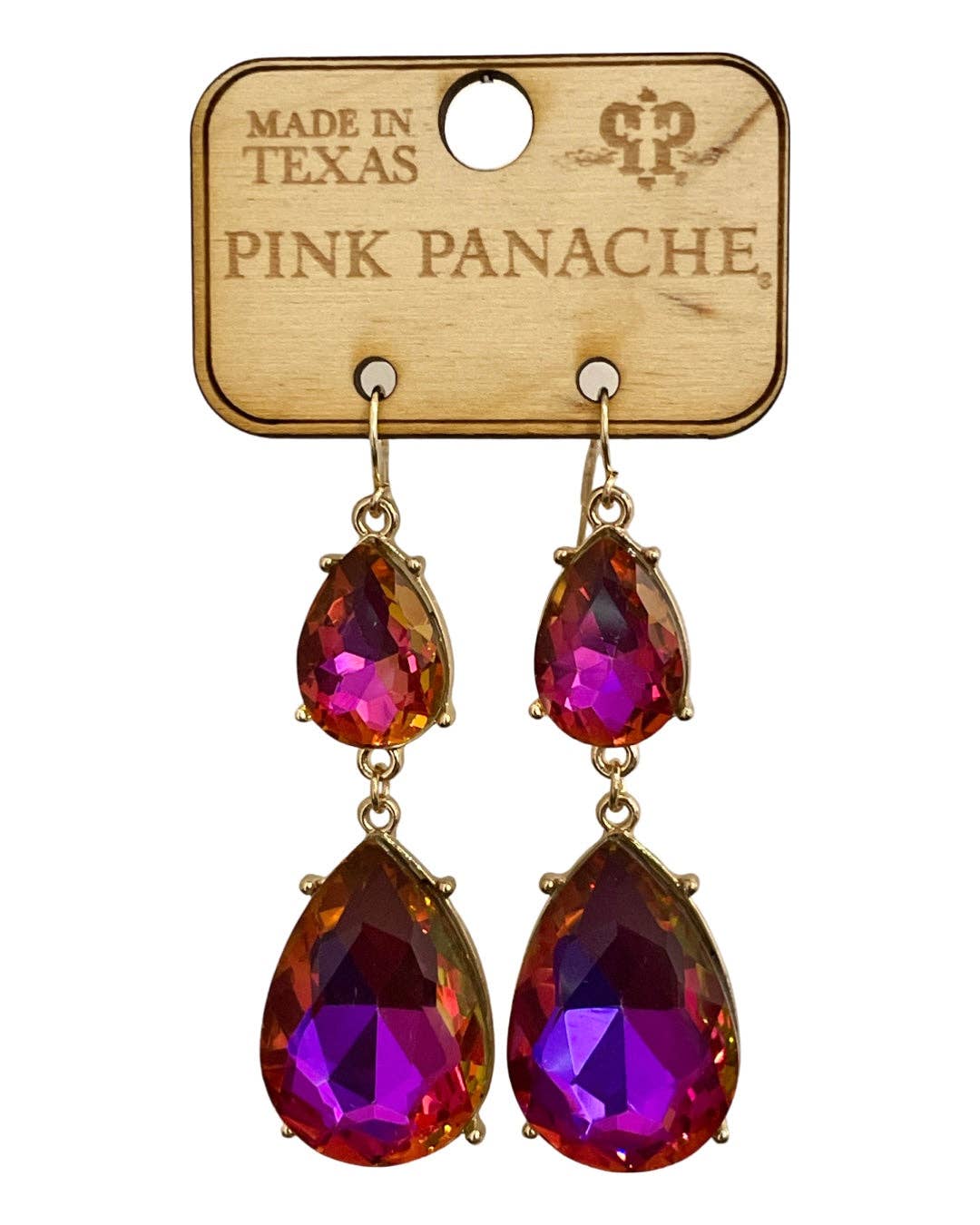 Rhinestone double teardrop earring - LC