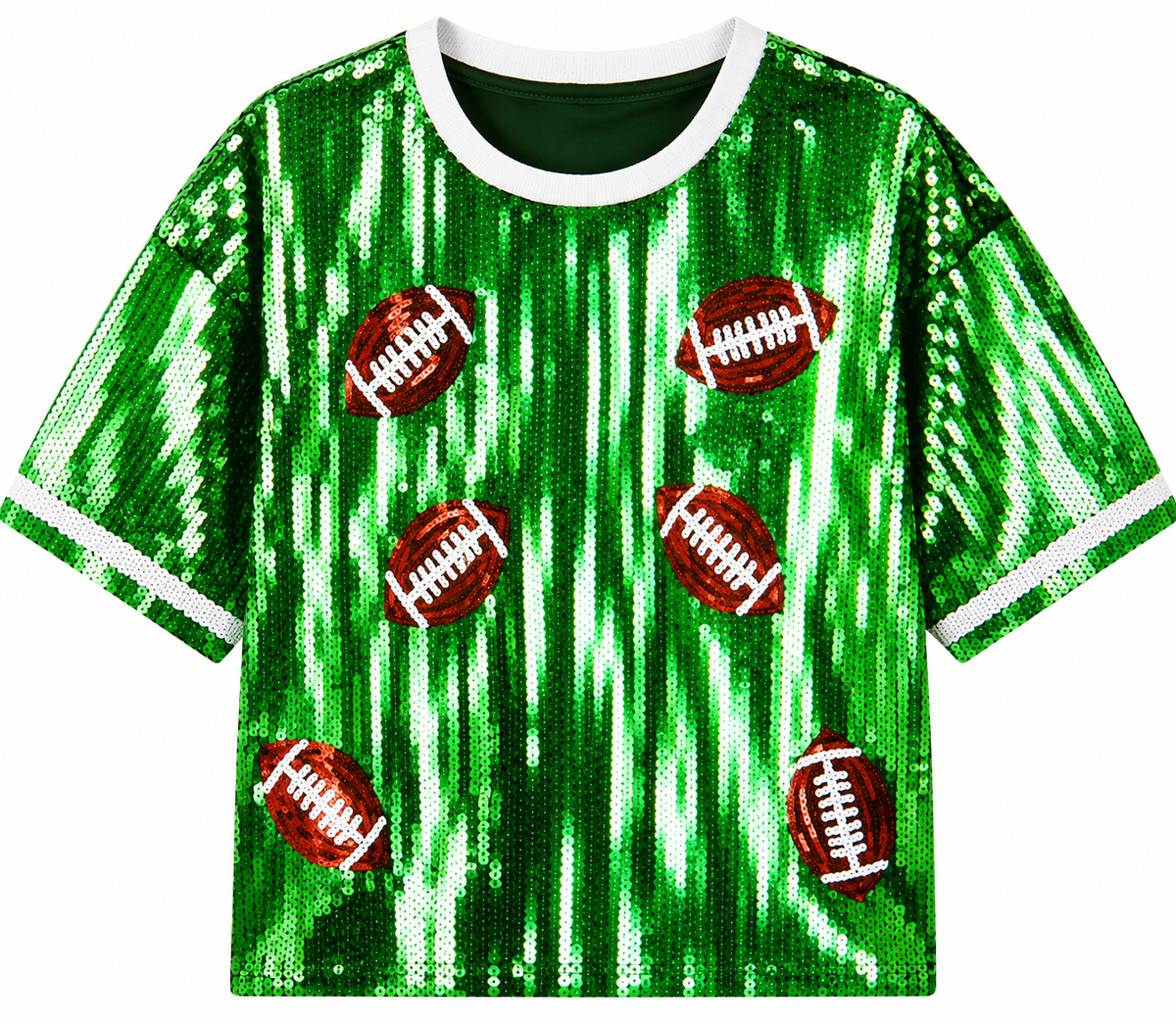 Green sequin football top (one size) fits small medium large