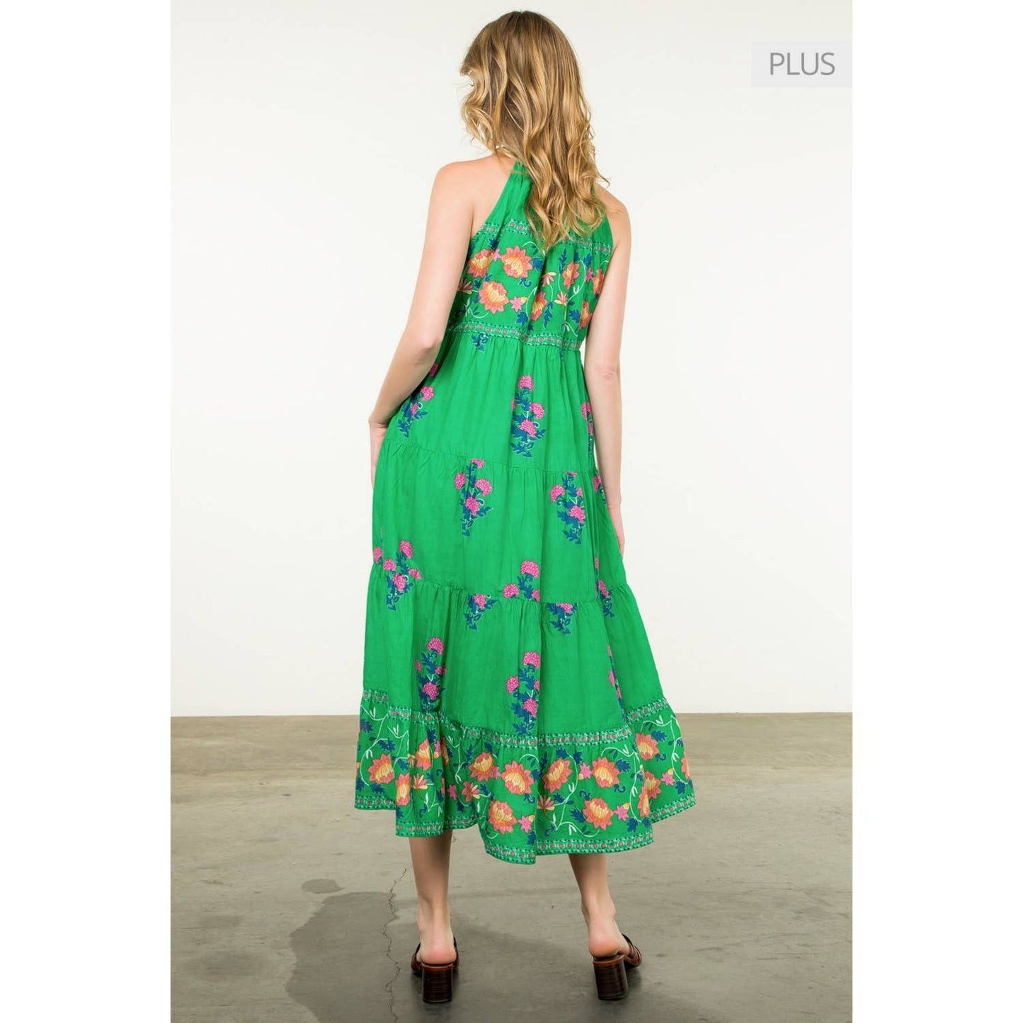 /Size XL/ Halter Neck Floral Print Maxi Dress
