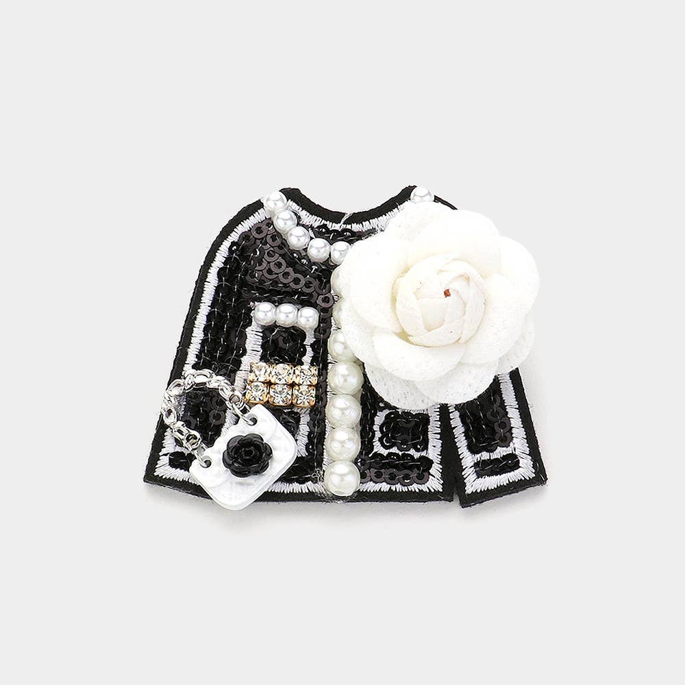 Felt Back Flower Corsage Pear Sequin Women Jacket Brooch