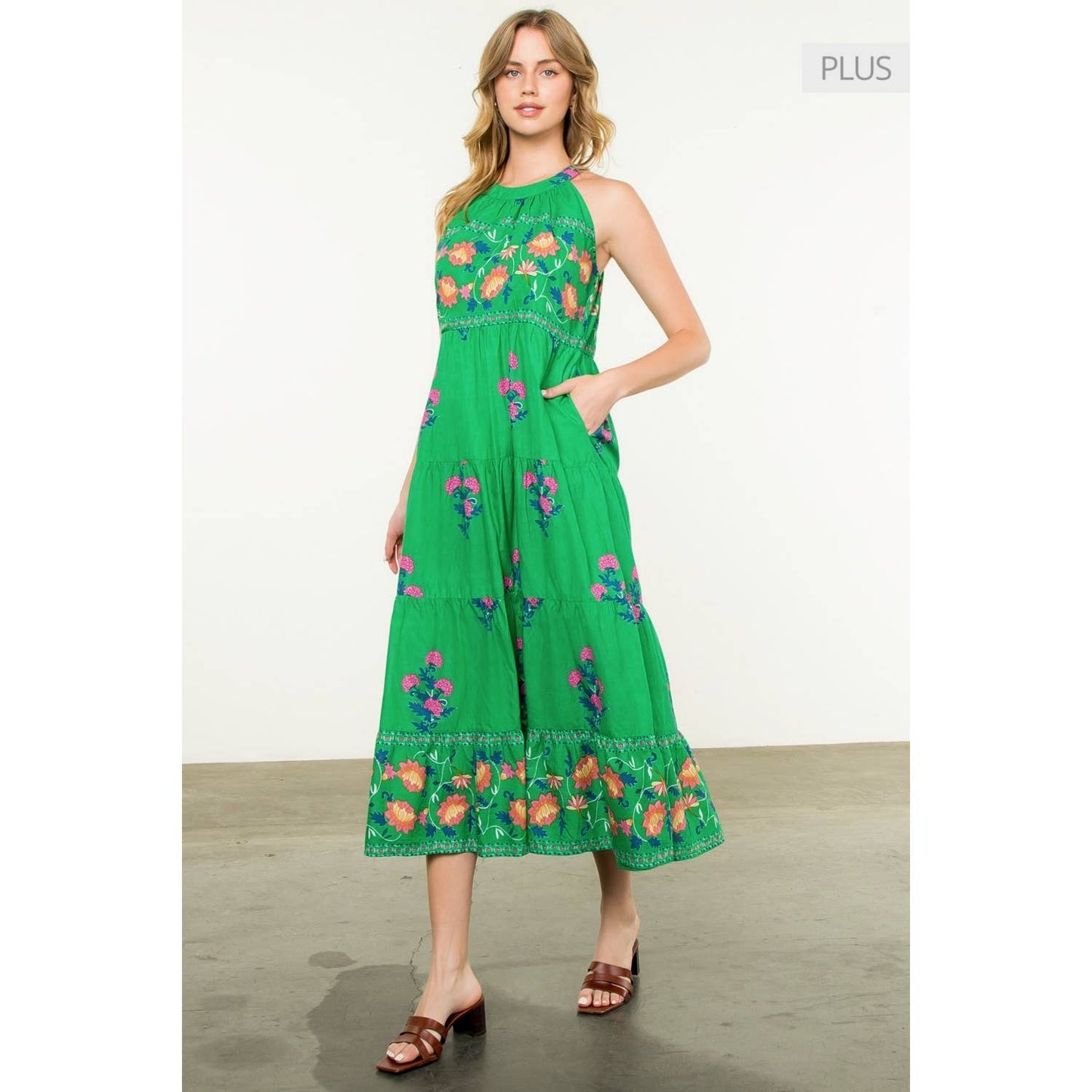 /Size XL/ Halter Neck Floral Print Maxi Dress