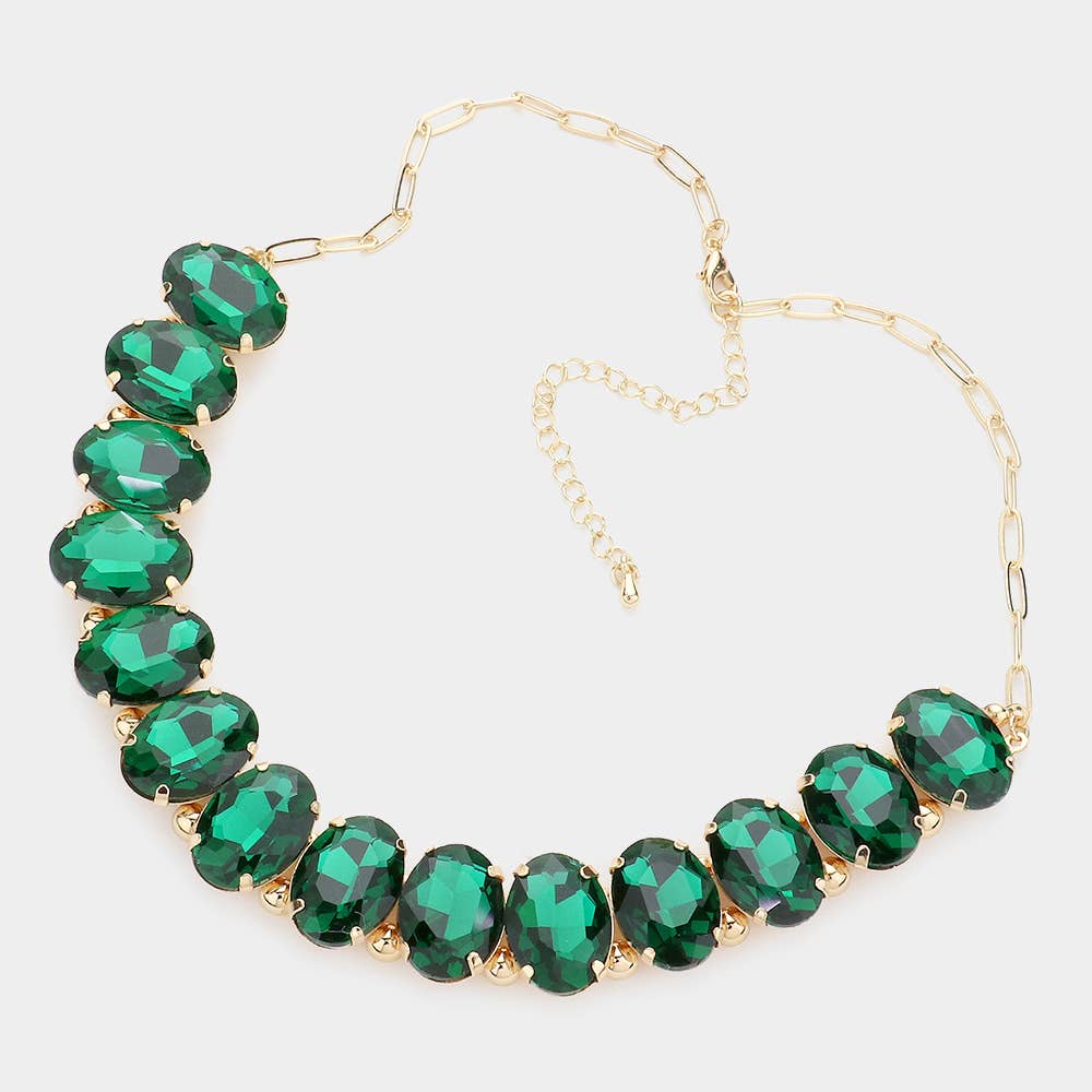 Oval Stone Evening Necklace