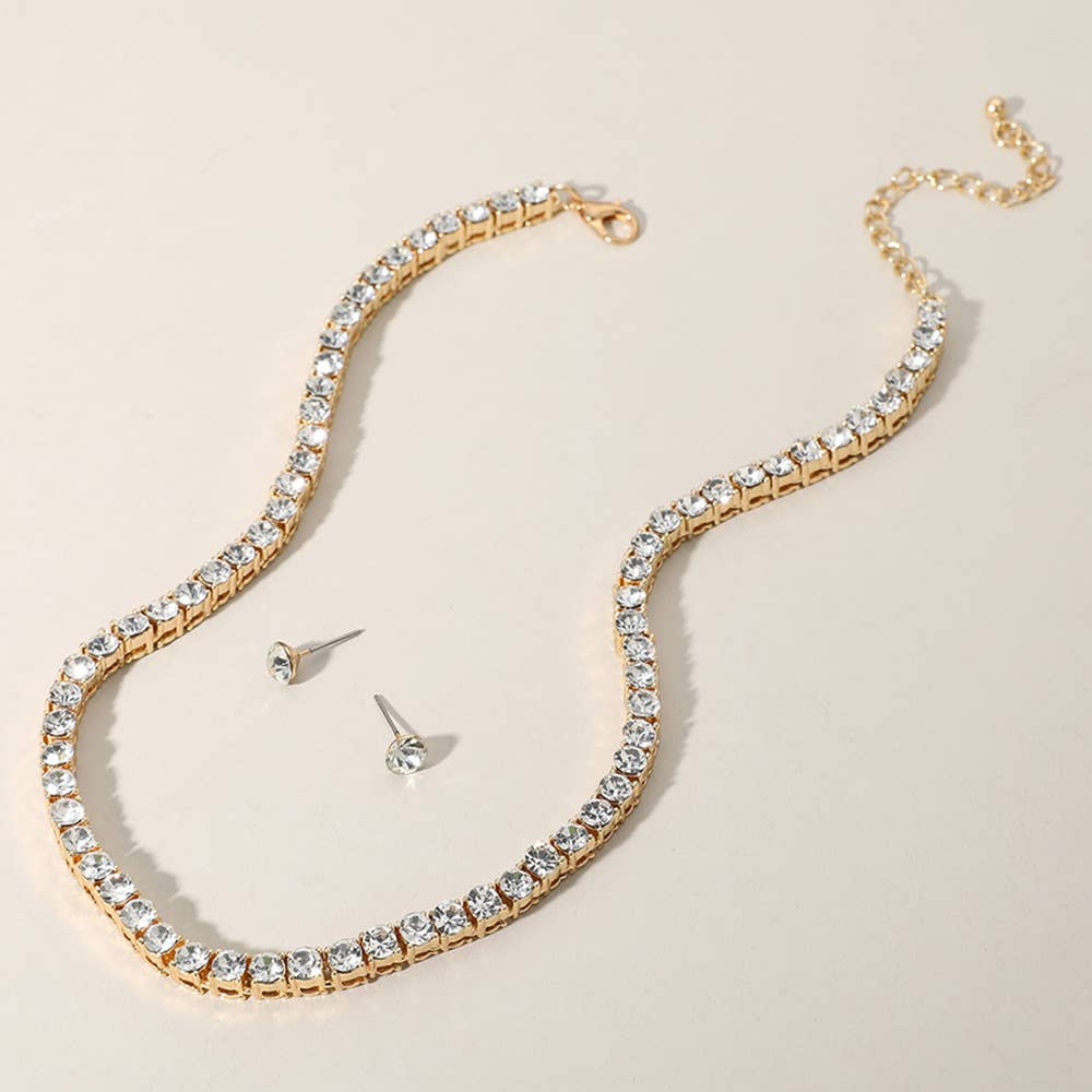 Rhinestone Tennis Chain Necklace
