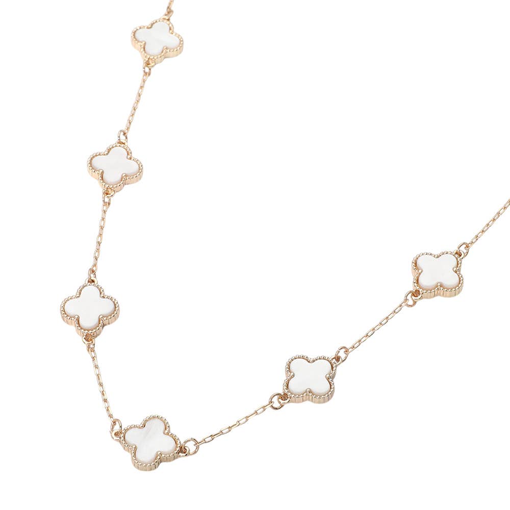 Quatrefoil Stone Station Necklace
