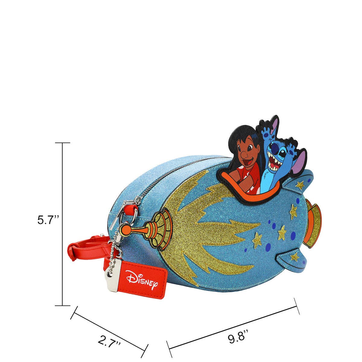 Lilo & Stitch Rocketship Women's Novelty crossbody bag With Glitter Fabric