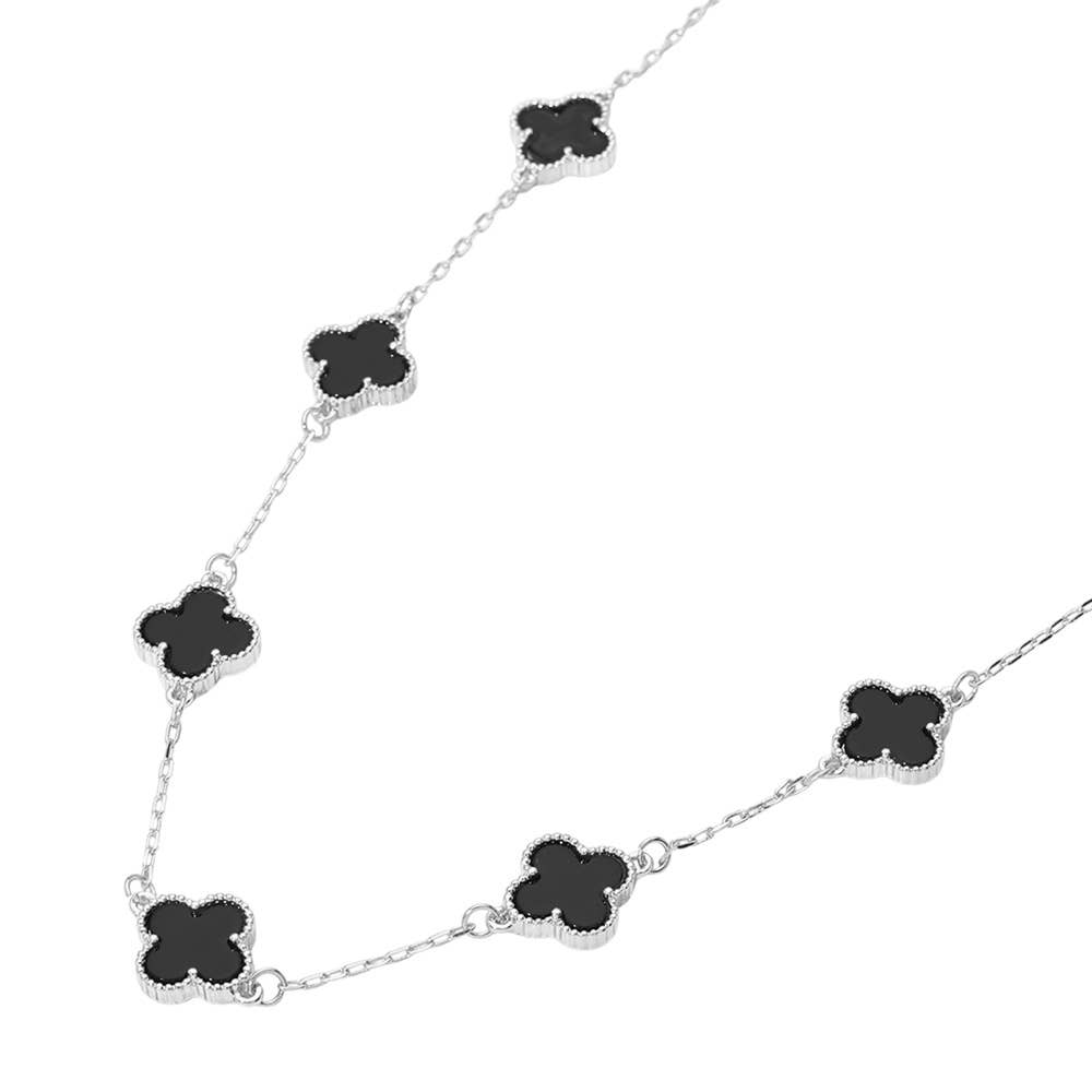 Quatrefoil Stone Station Necklace
