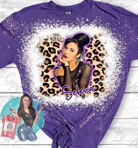 Selena Purple Leopard Bleached T-Shirt - Bold Graphic Tee