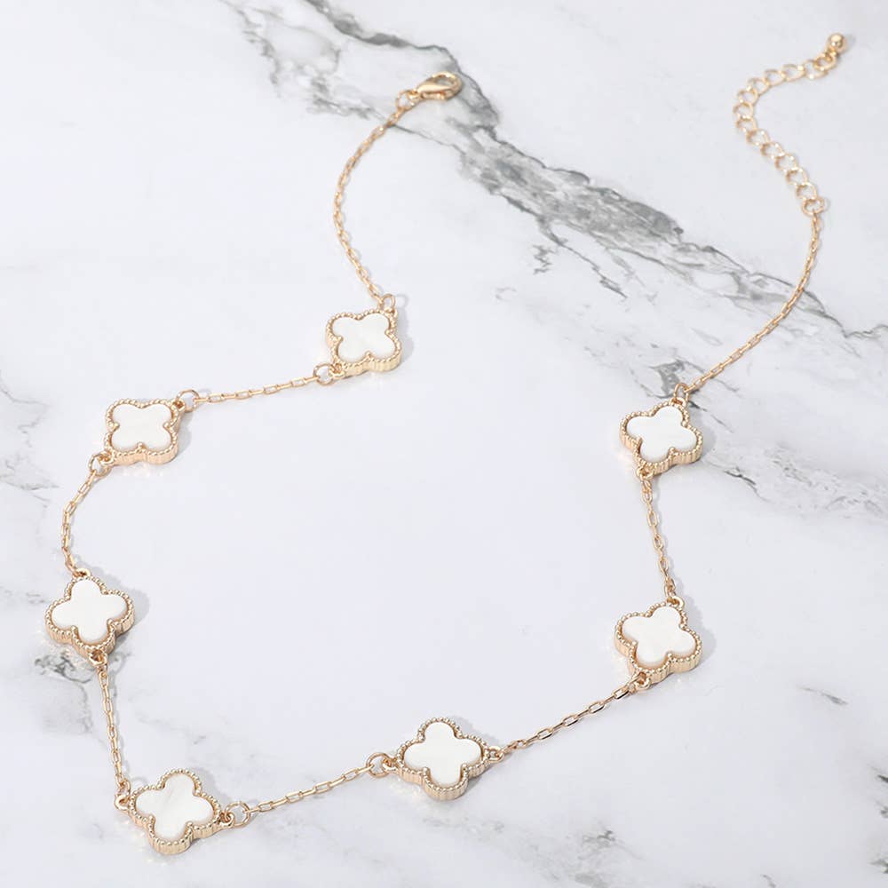 Quatrefoil Stone Station Necklace