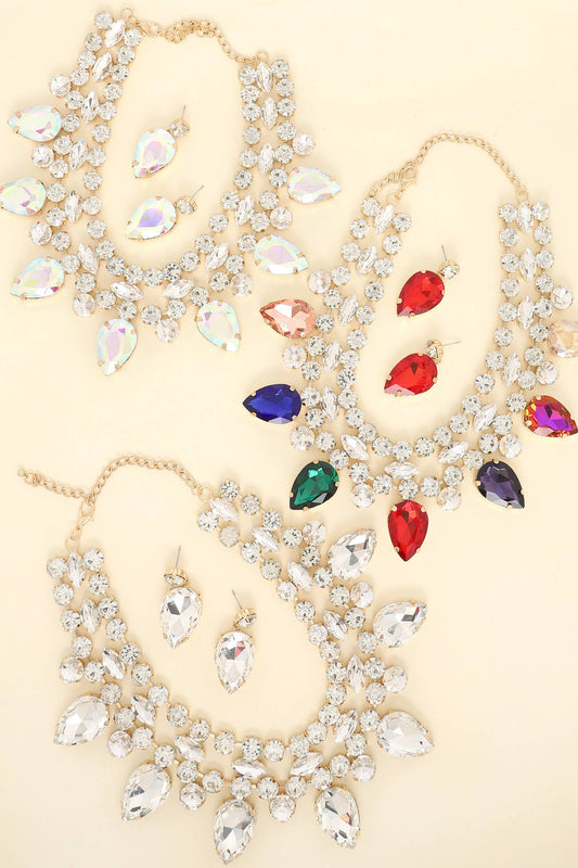 Christmas Lights Crystal Gemstone Necklace Set