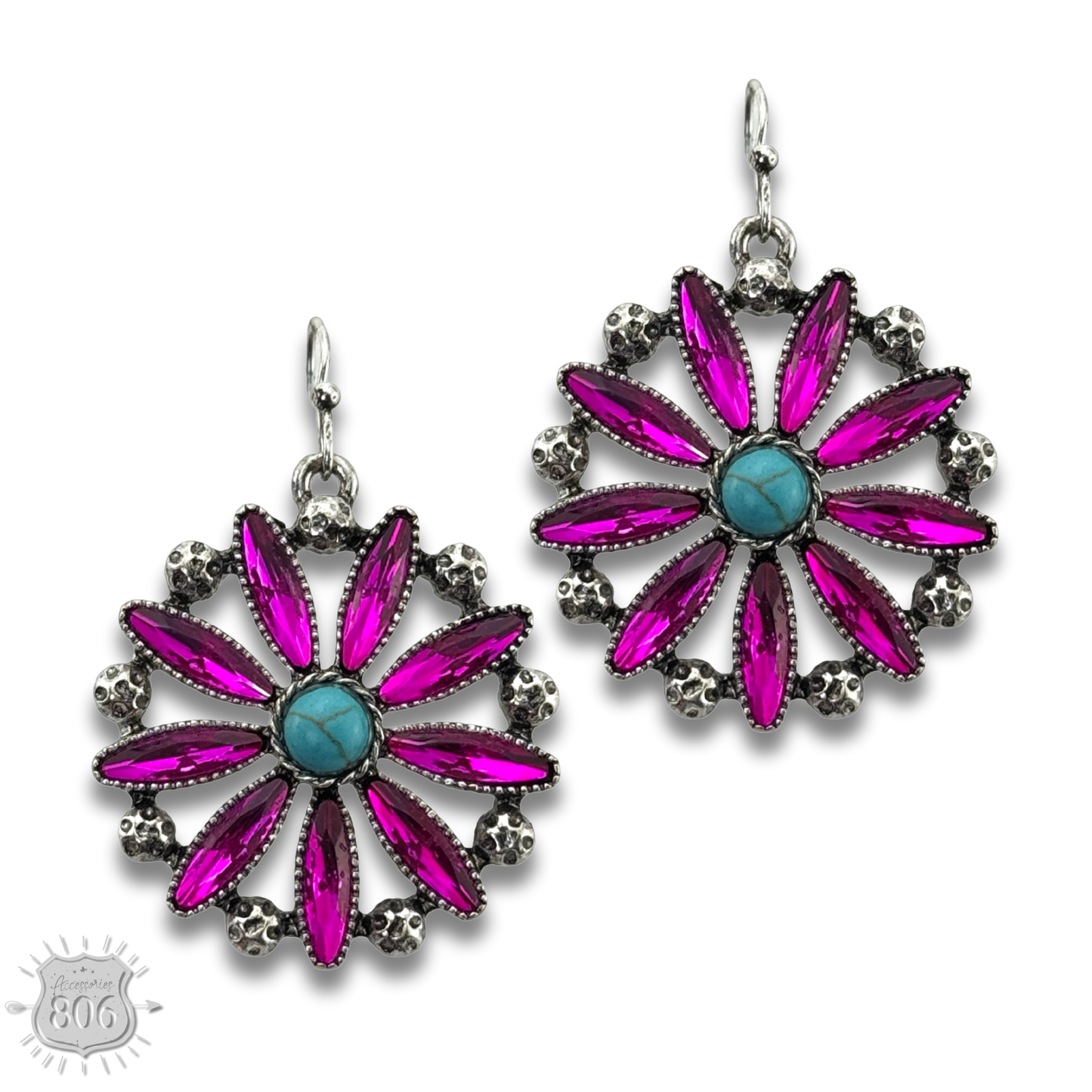 Southwest rhinestone flower earring