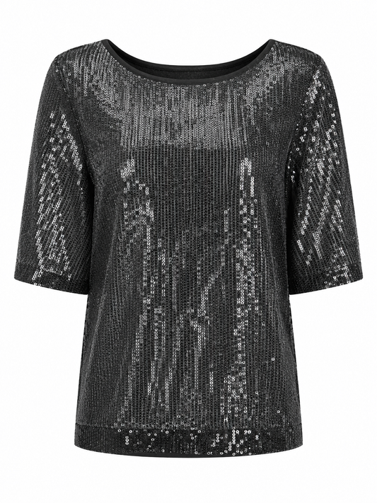 Sequin Glitter Black Top