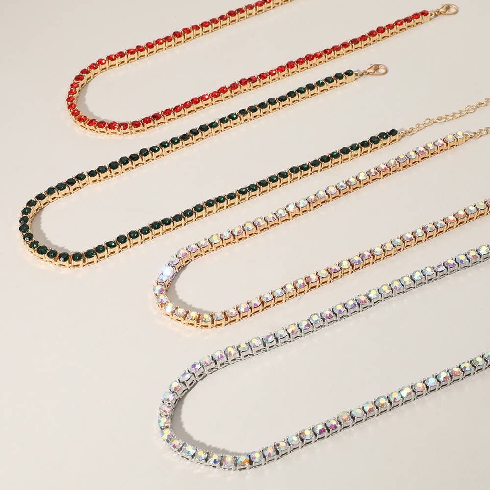 Rhinestone Tennis Chain Necklace