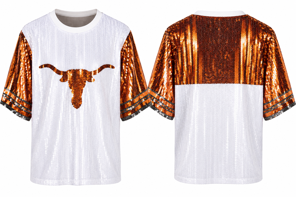 Texas Sequin Longhorn top (one size) fits a small, medium, large