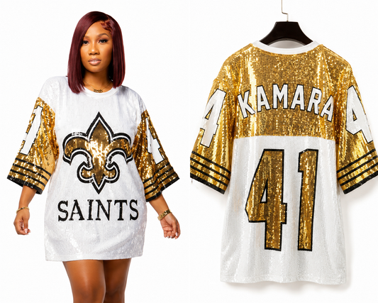 Saints sequin White Dress (one size) fits small medium large