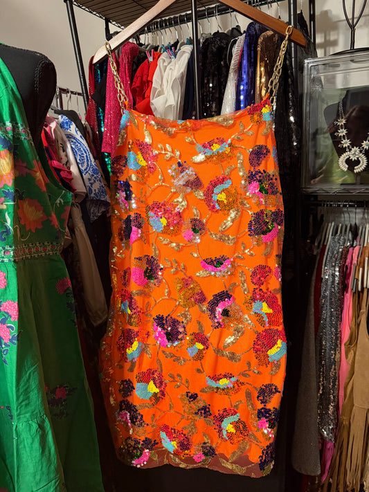 Sequin Orange Short dress