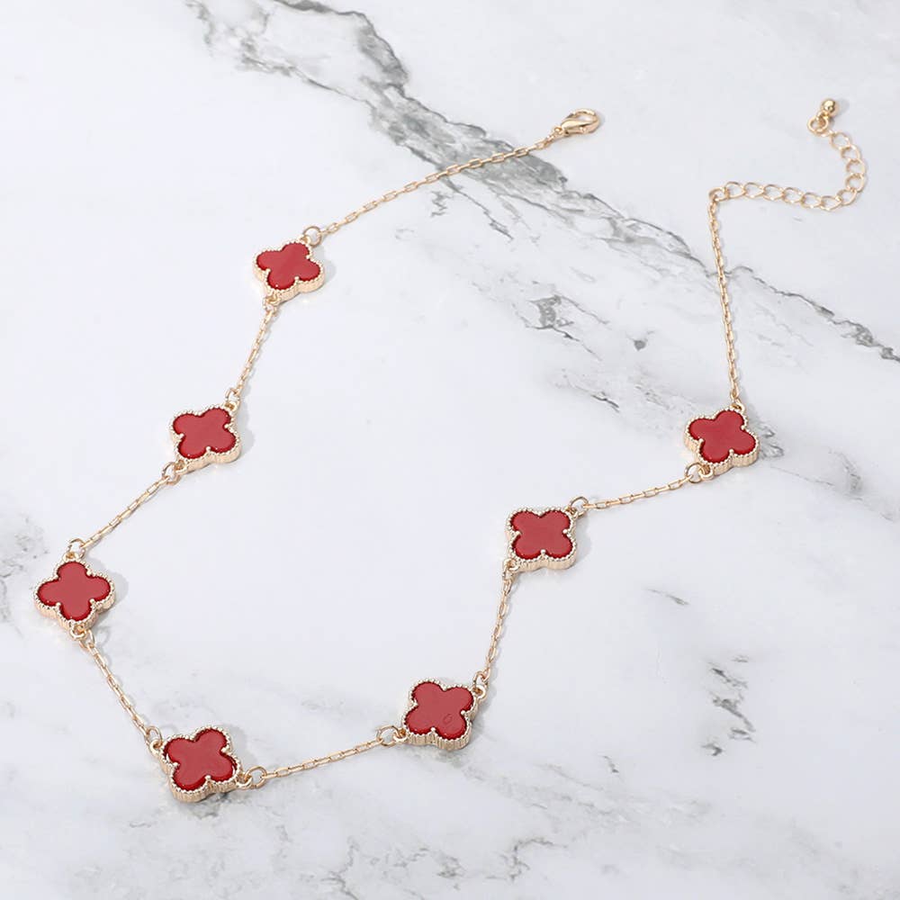 Quatrefoil Stone Station Necklace