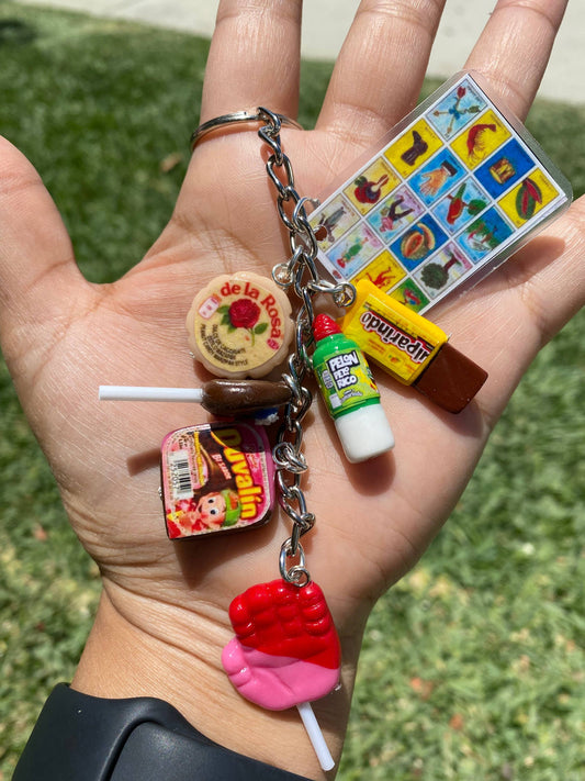 Dulces Keychain -6 charm plus Loteria Card