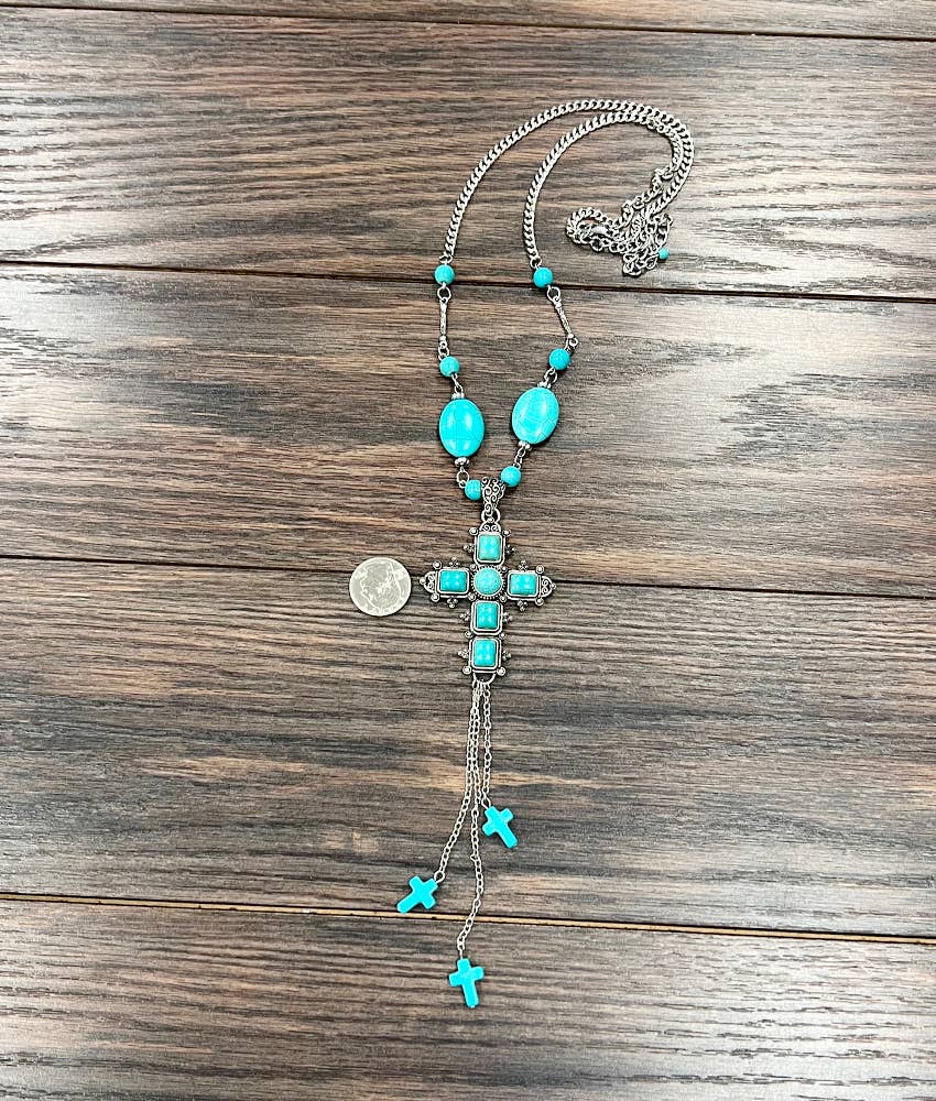 739477, Cross Turquoise Necklace