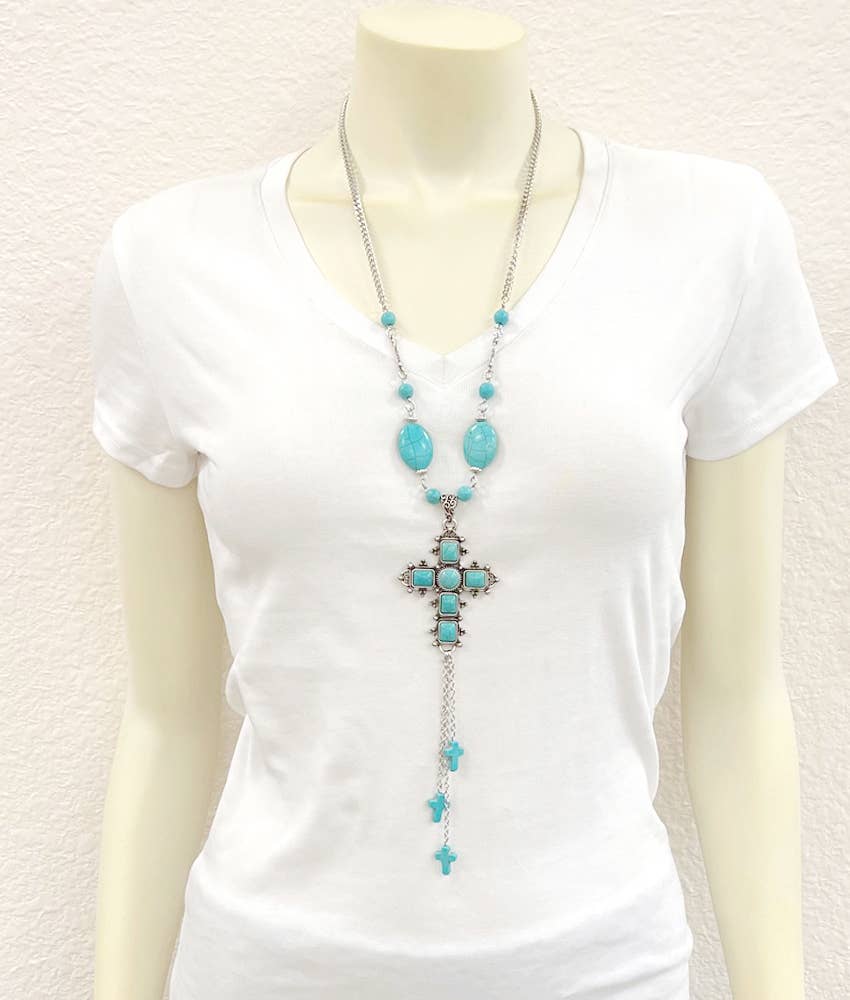 739477, Cross Turquoise Necklace