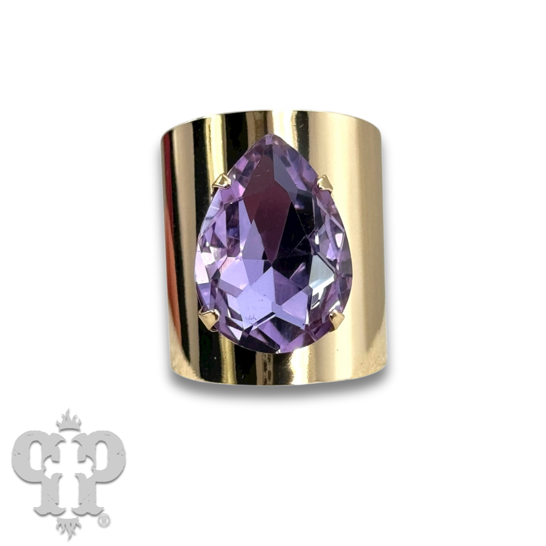 Rhinestone teardrop adjustable base ring - LC