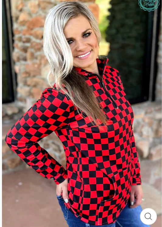 Red Black Checker pullover