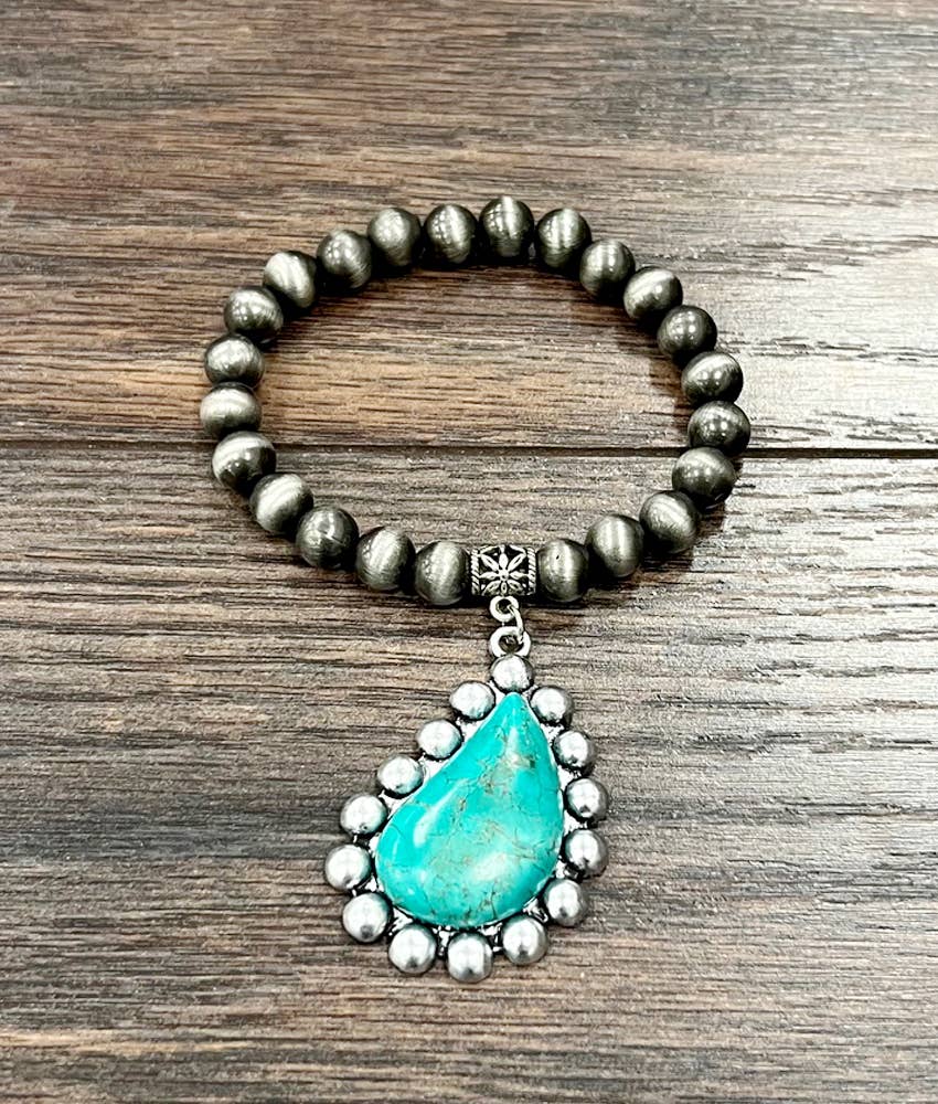 711533, 8mm Navajo Bead, Turquoise Stretch Bracelet