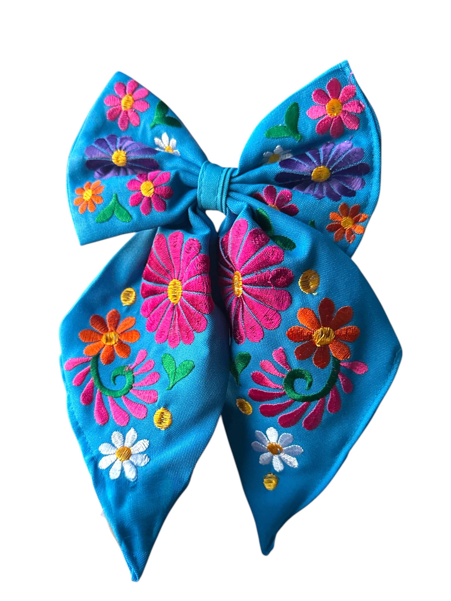 Floral Embroidered Hair Bows