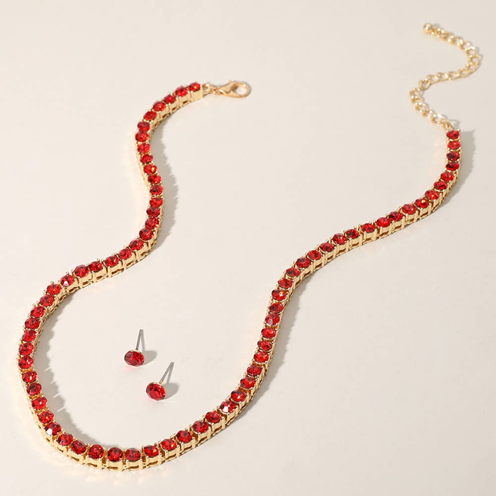 Rhinestone Tennis Chain Necklace