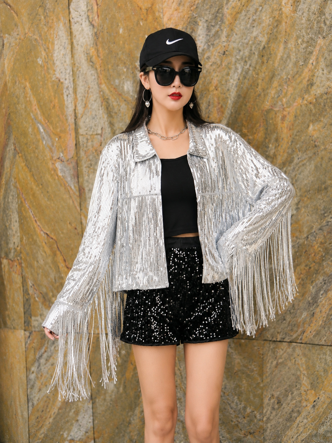 Sequin Silver Dolly Jacket (one size) fits small medium large