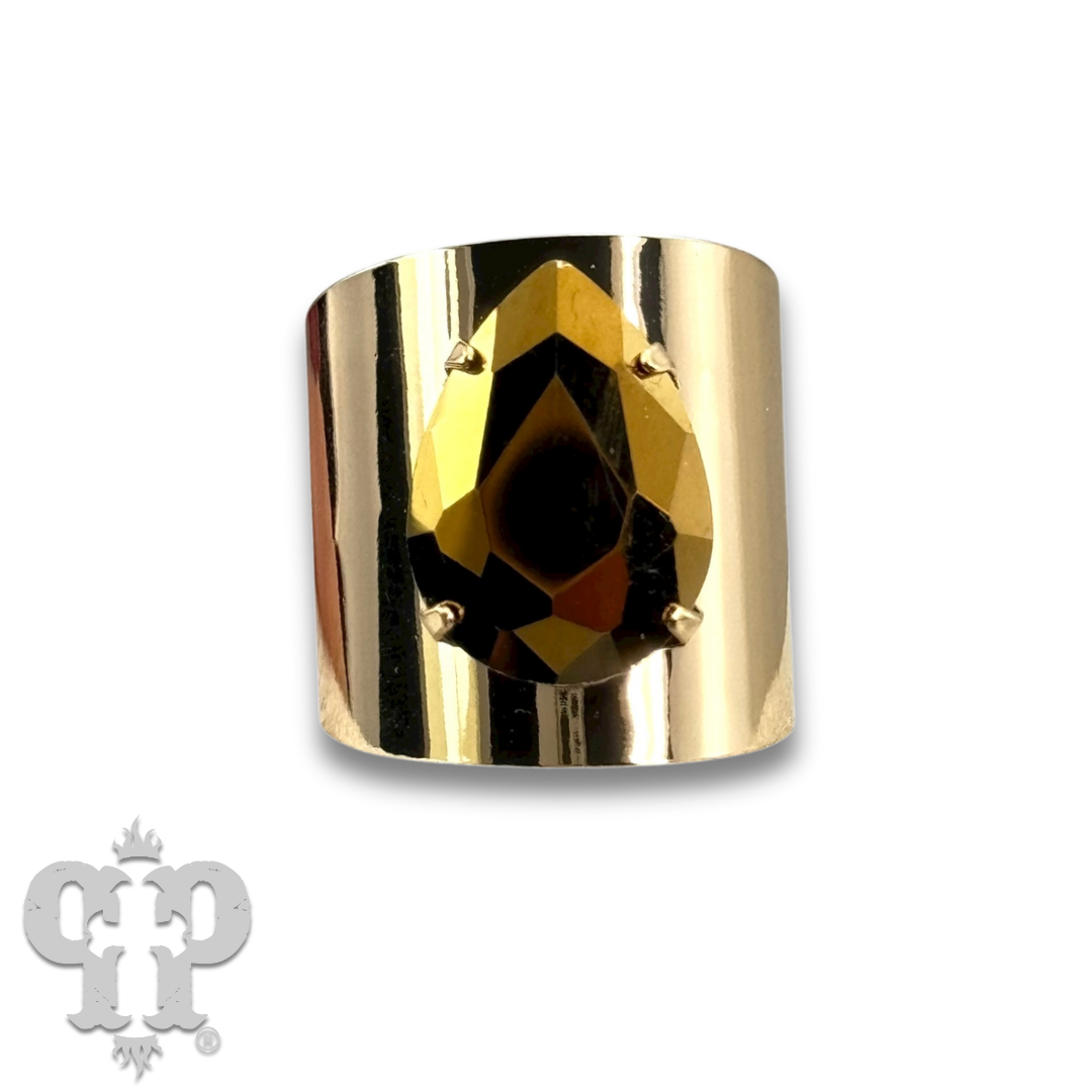 Rhinestone teardrop adjustable base ring - LC