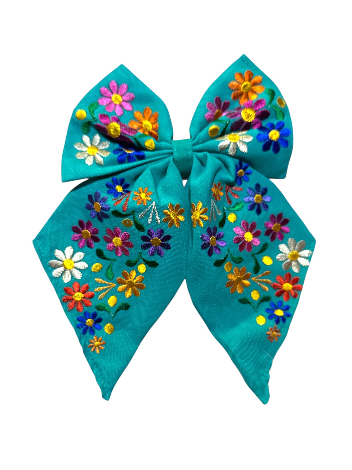 Floral Embroidered Hair Bows