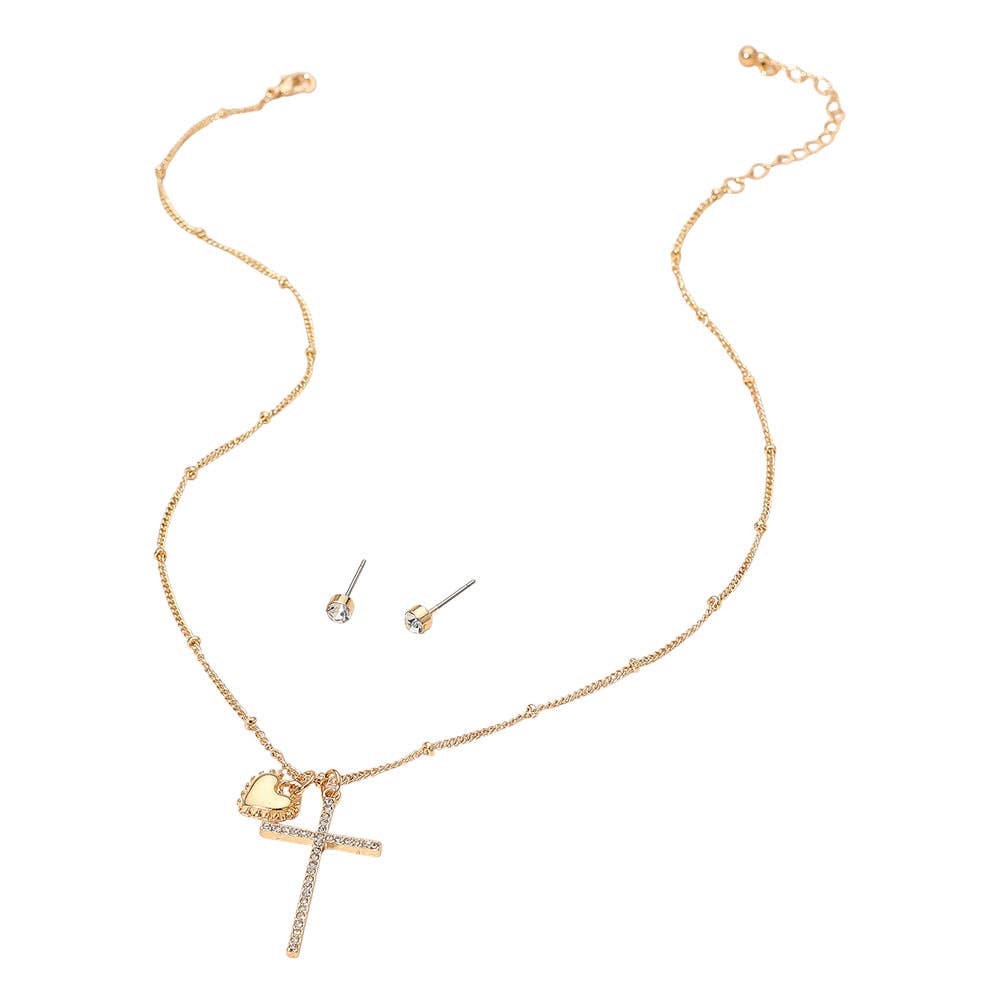 Heart Cross Pendant Necklace