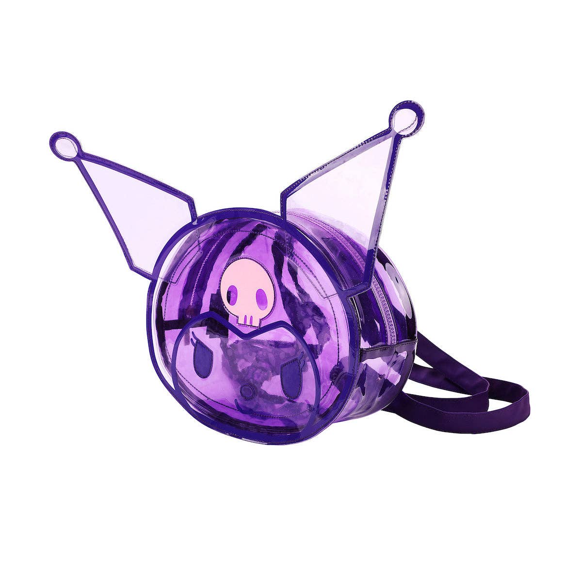 Kuromi Character Head Adult Clear Purple PVC 12" Mini Backpack