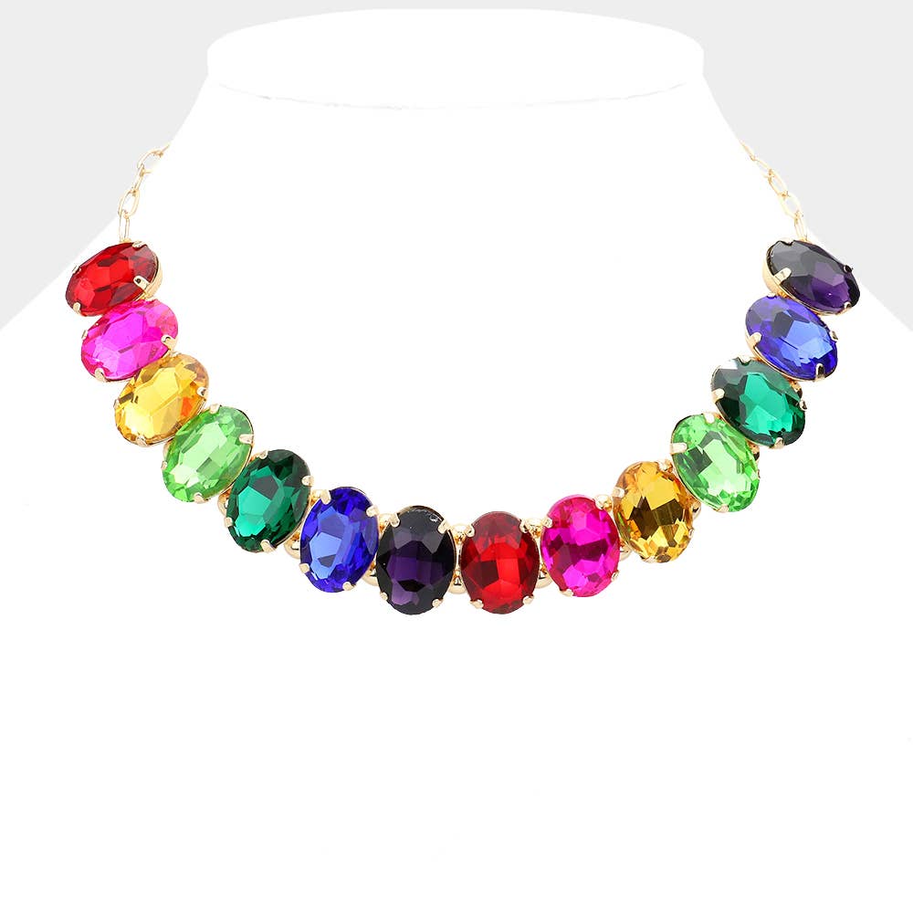 Oval Stone Evening Necklace