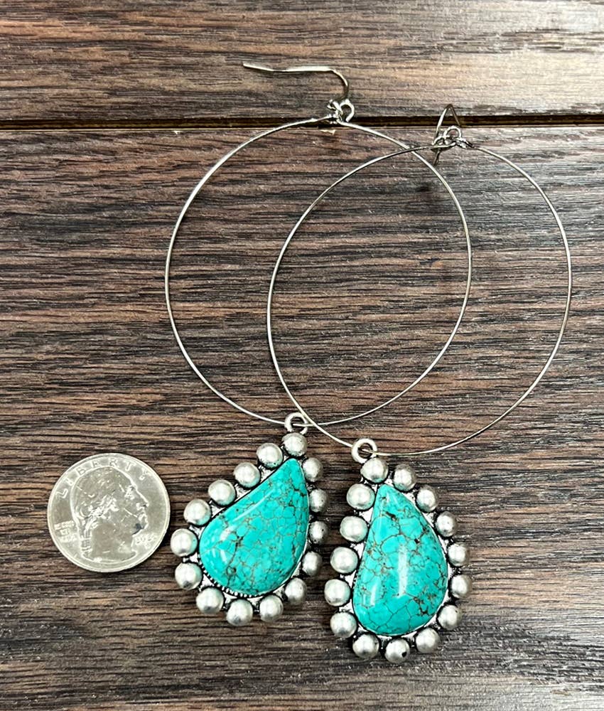 724180, Turquoise Hoop Earrings