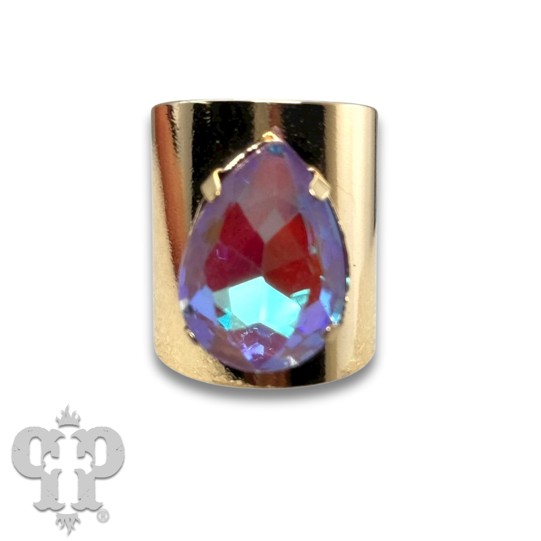Rhinestone teardrop adjustable base ring - LC