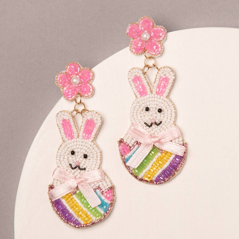 Easter Bunny & Flower Post Dangle Earrings