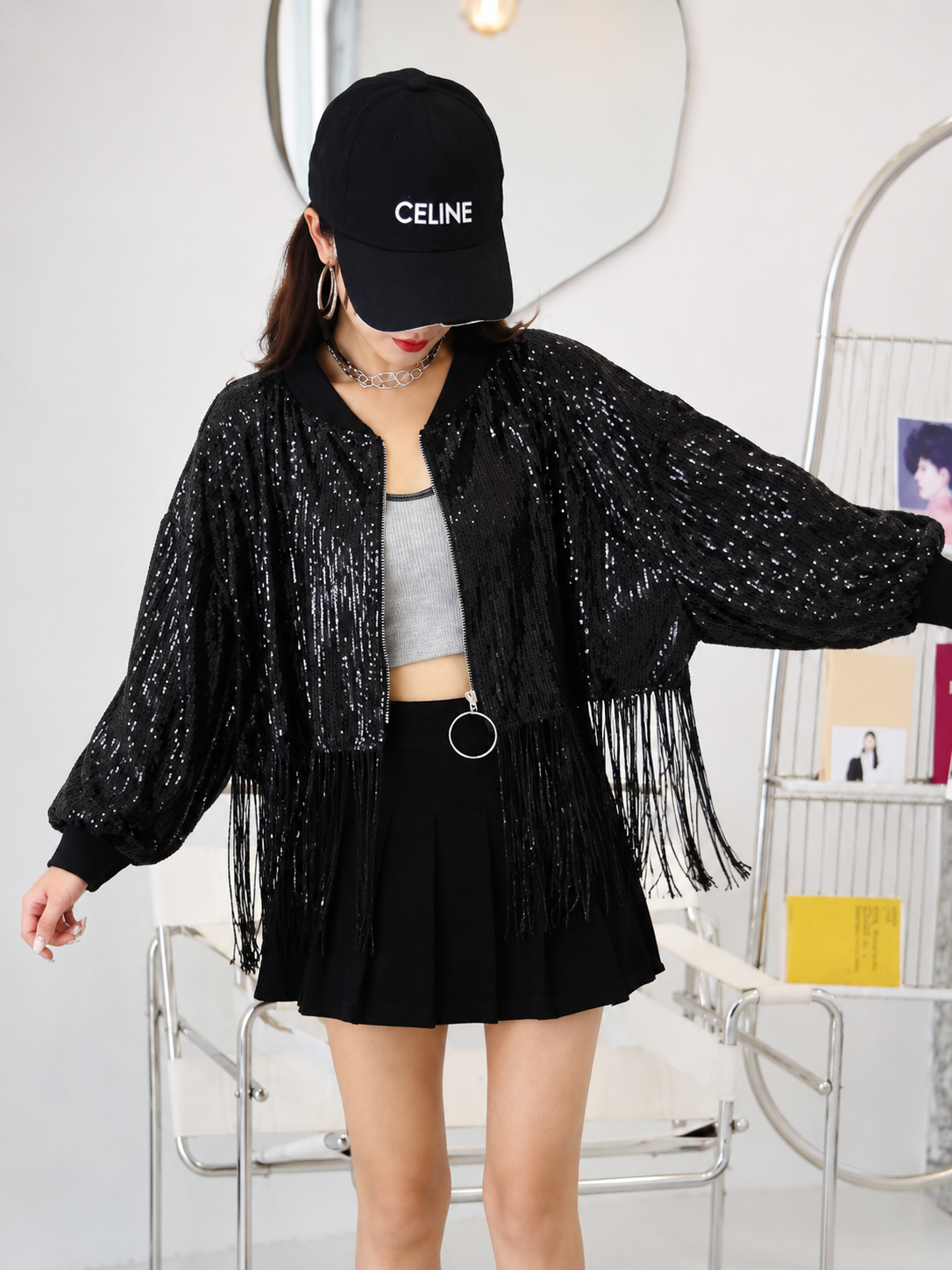 Black bombshell jacket (one size) fits small medium large xl