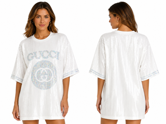 White and silver gg dress (onesize) fits small medium large