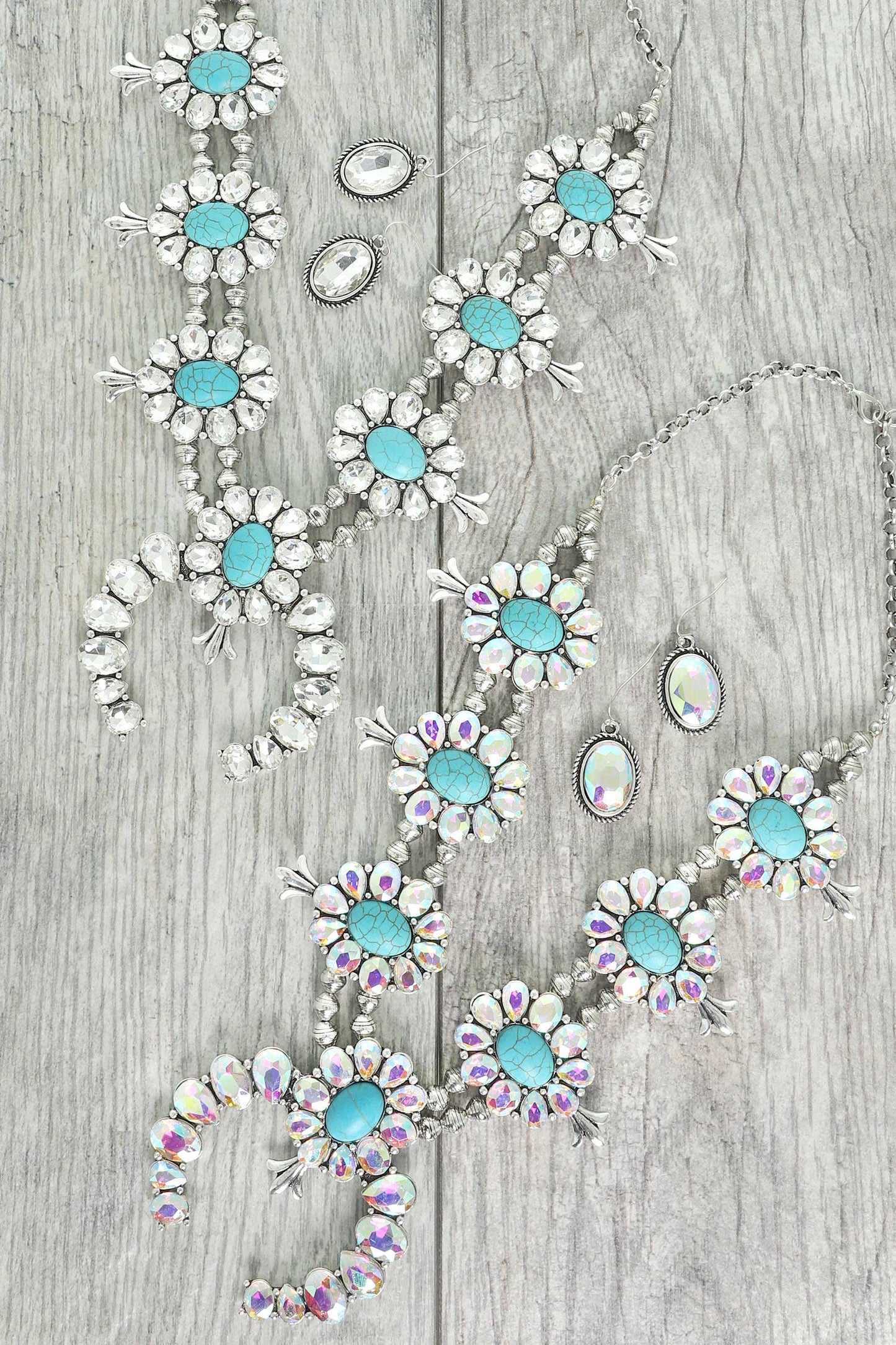 Western Gemstone Squash Blossom Necklace Set