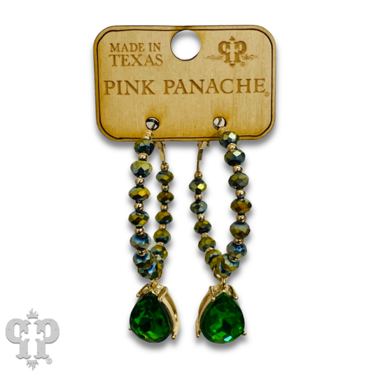Bead hoop earring with teardrop charm - LC