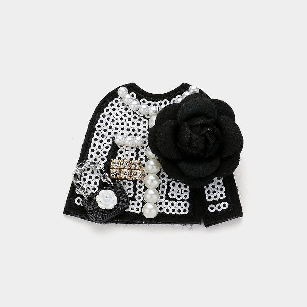 Felt Back Flower Corsage Pear Sequin Women Jacket Brooch