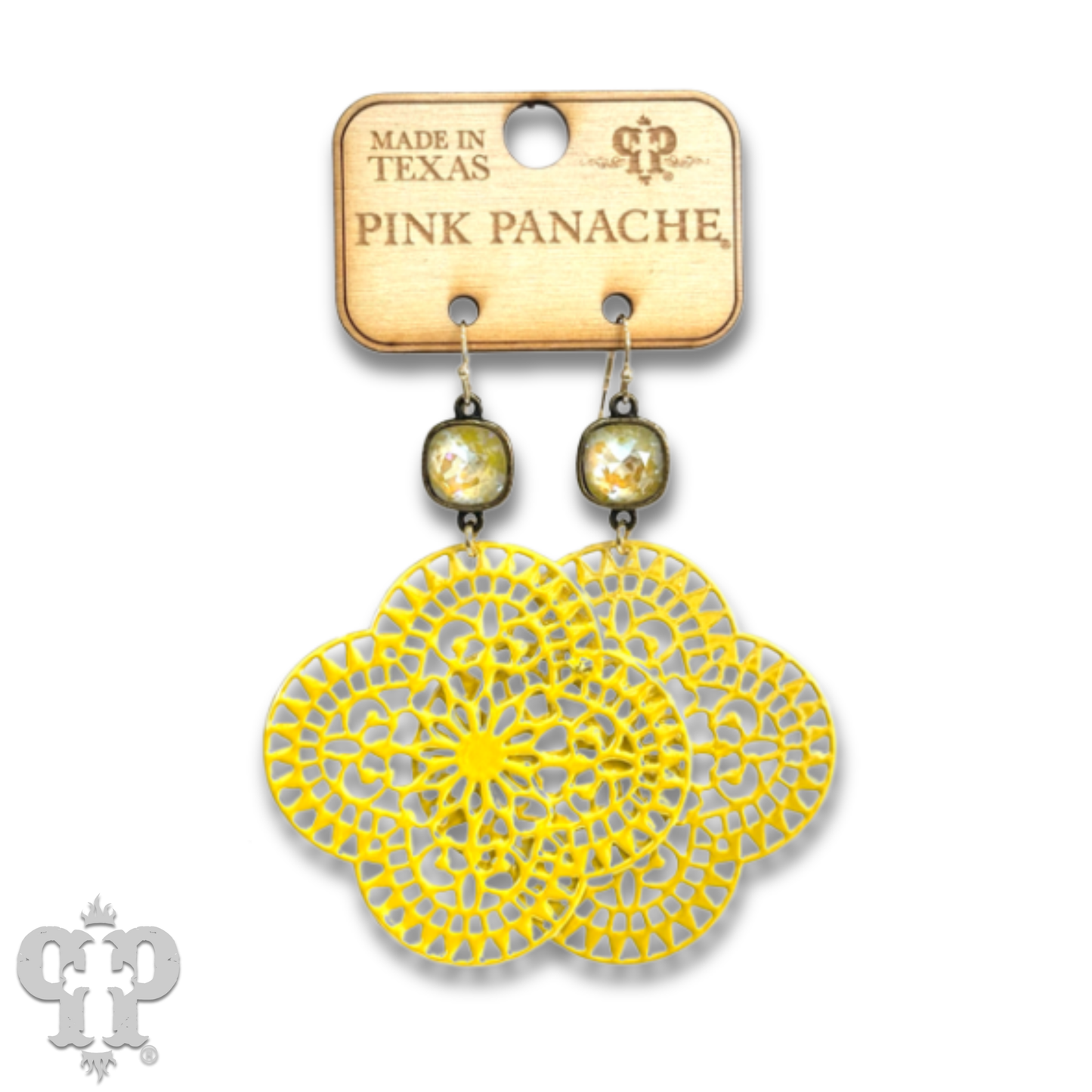Lace design clover earring with Austrian crystal - LC