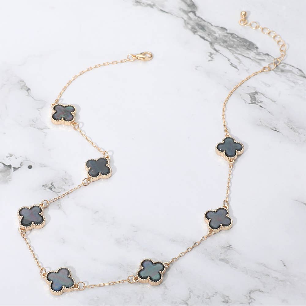 Quatrefoil Stone Station Necklace